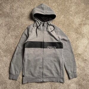 HEATHER GREY OAKLEY "STRIPE LOGO" SCUBA HOODIE